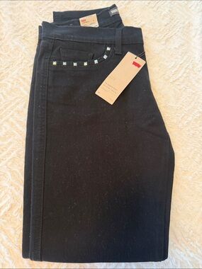 Levi's Black Skinny Pants with Studded Pocket Detail